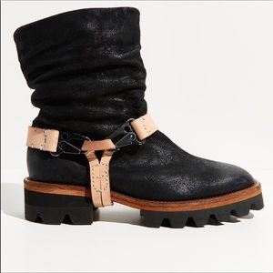 FREE PEOPLE We The Free Reyna Harness Boot Black Tan NWT 36 RARE
